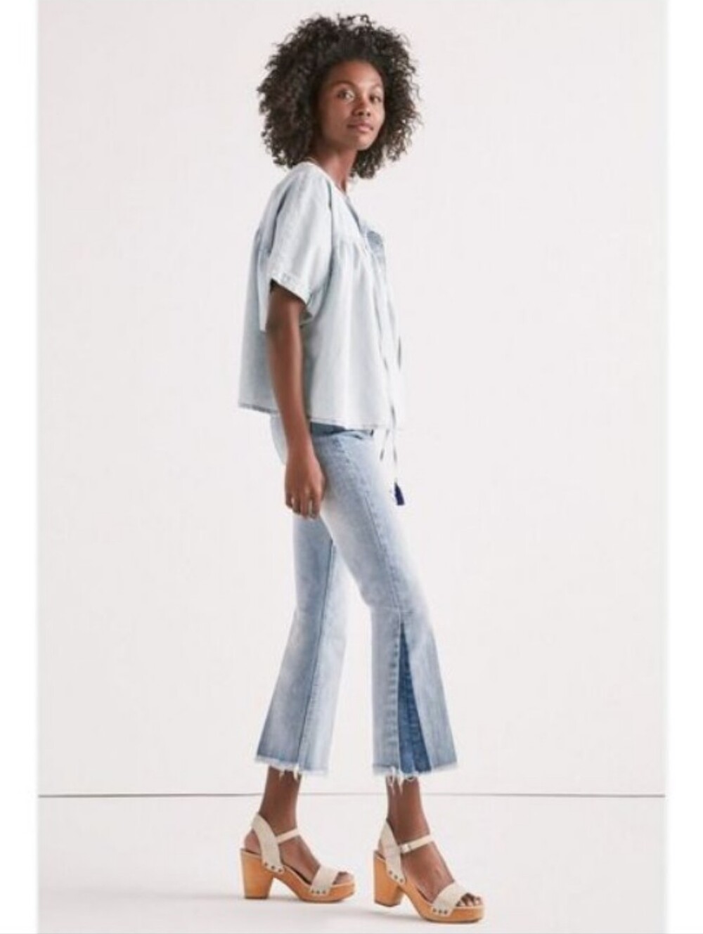 Lucky Brand Boxy Chambray Blouse